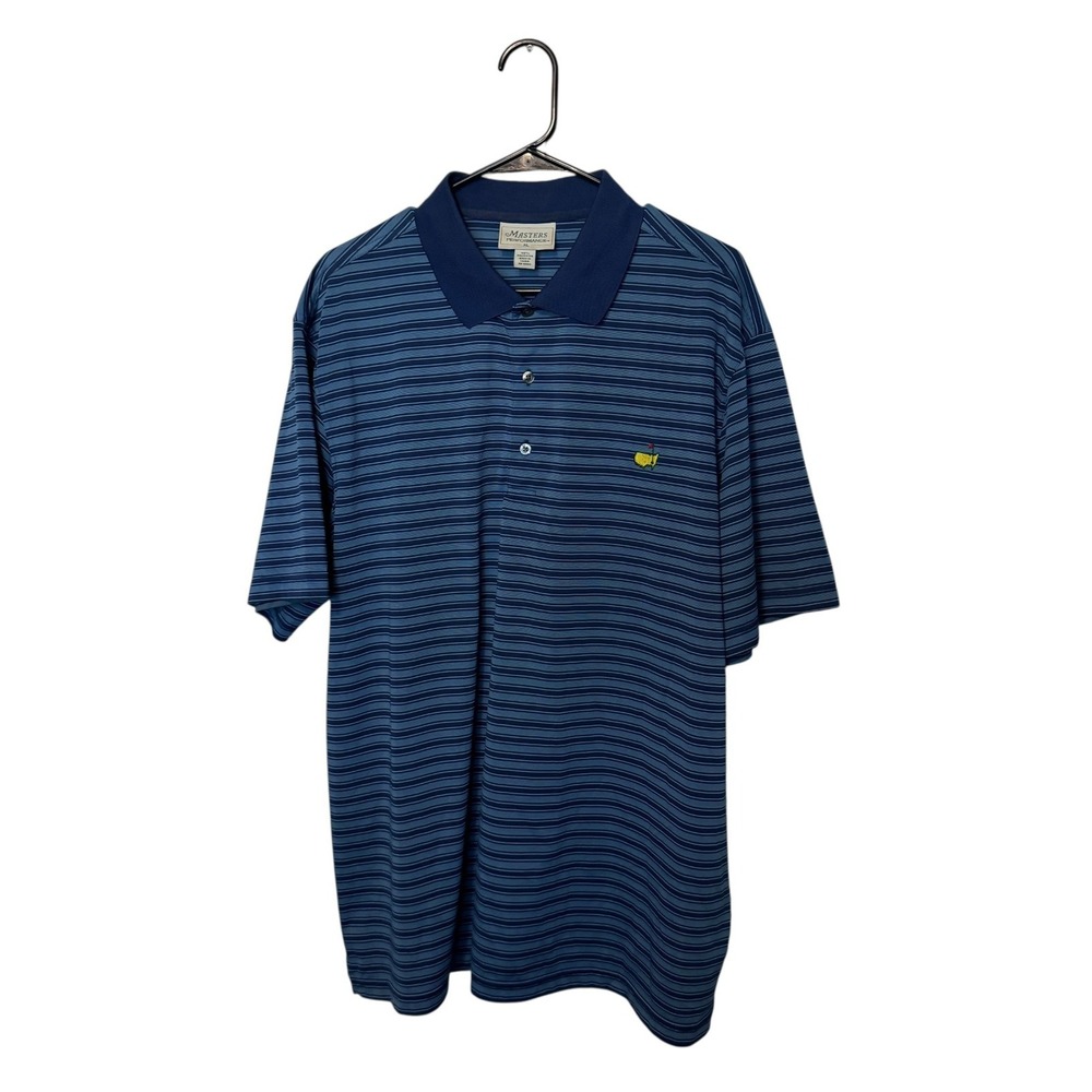 Masters Performance Polo Shirt Mens XL Blue Striped Short Sleeve Golf Augusta